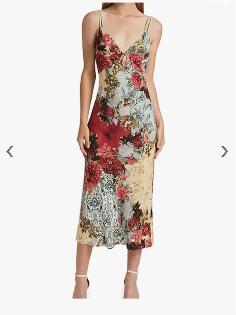 Alice + Olivia Kiro Oakley Floral V-Neck Slip Midi Dress Size 4